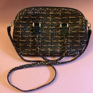 Vintage CEM black and brown woven purse